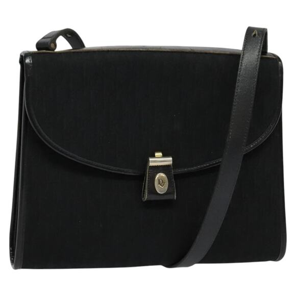DIOR Trotter Canvas Shoulder Bag Black Gold - Picture 1 of 12